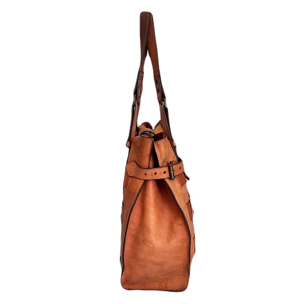 Vintage Mulberry Tonal Cognac Brown Leather Woven ‘Elgin’ Western Tote Bag - Picture 4 of 10